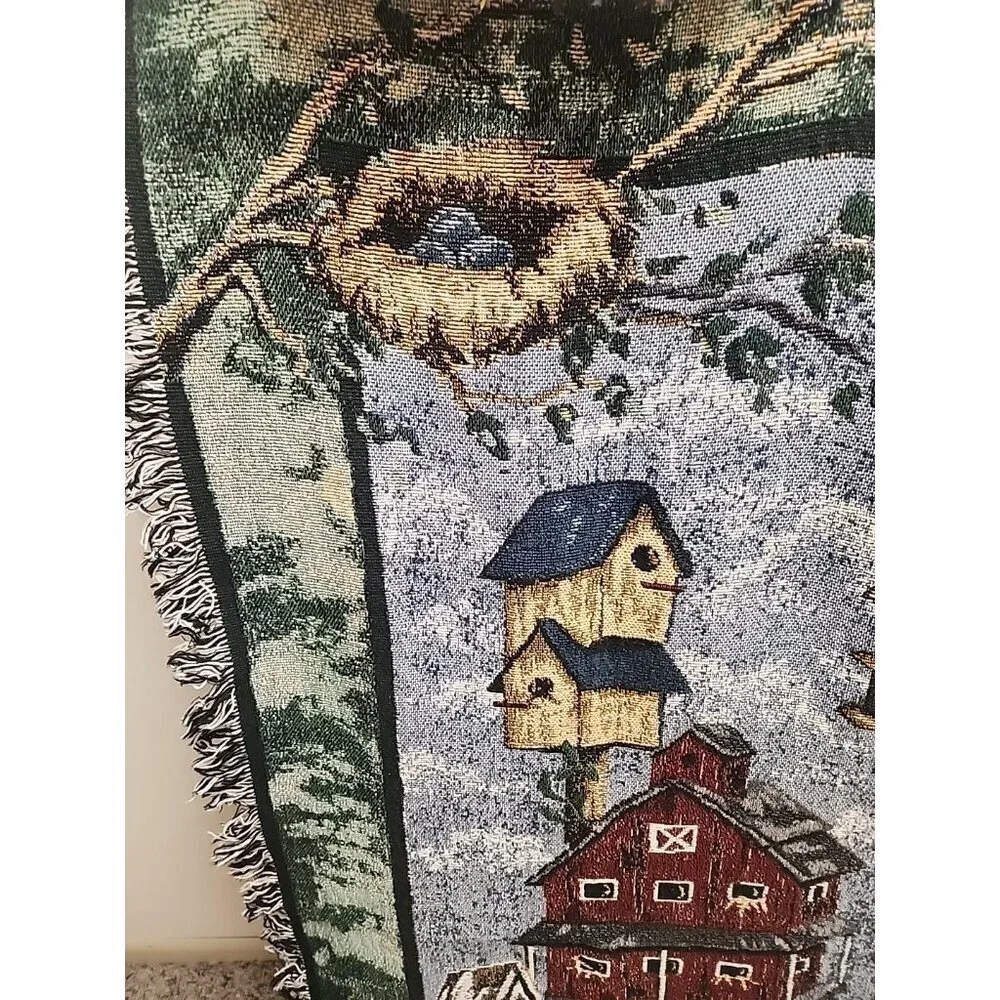 VINTAGE‎ BIRDHOUSES Throw Blanket 63x46